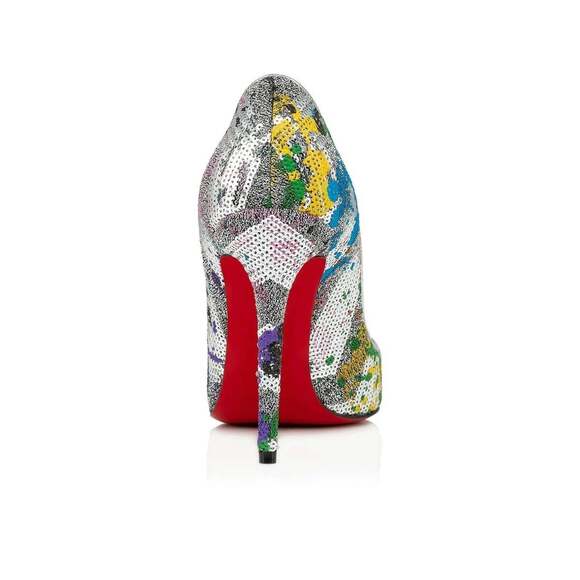 Christian Louboutin Pigalle Follies 100 Paillette Splash Sequin Heel Pump 37.5 - Picture 9 of 11